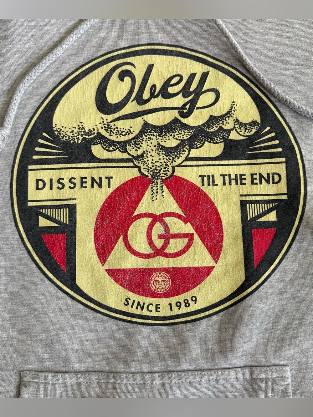 Obey Dissent Graphic Hoodie Heather Gray ~ Size Small - Picture 6 of 10